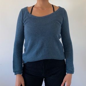 Blue wide scoop neck sweater